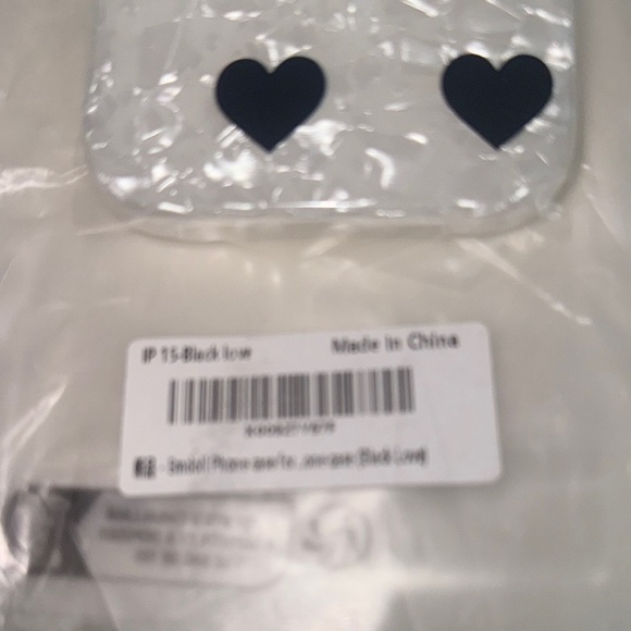 iPhone 15 Black Love Heart Patterned Phone Case - Picture 3 of 5